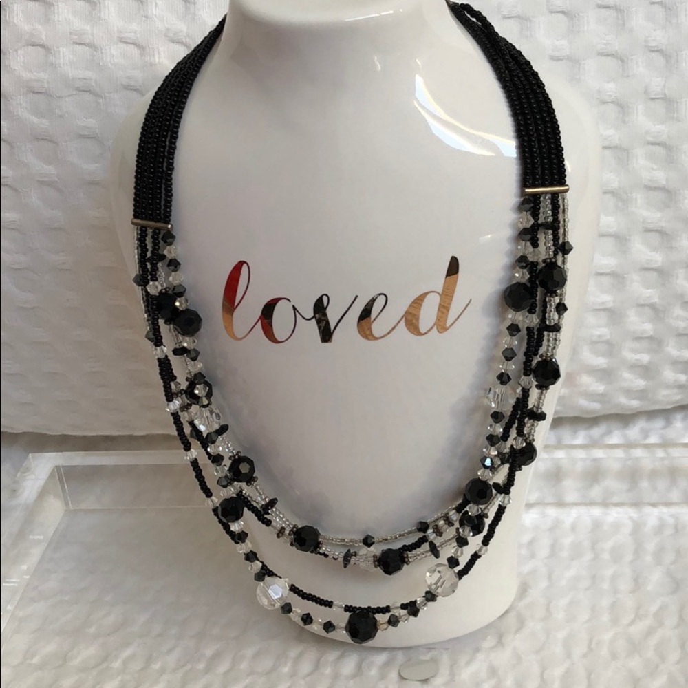 Handmade black and white stone necklace